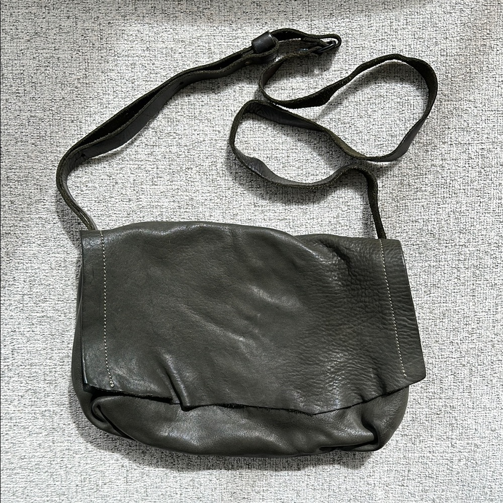 Dark Green Leather Crossbody Bag